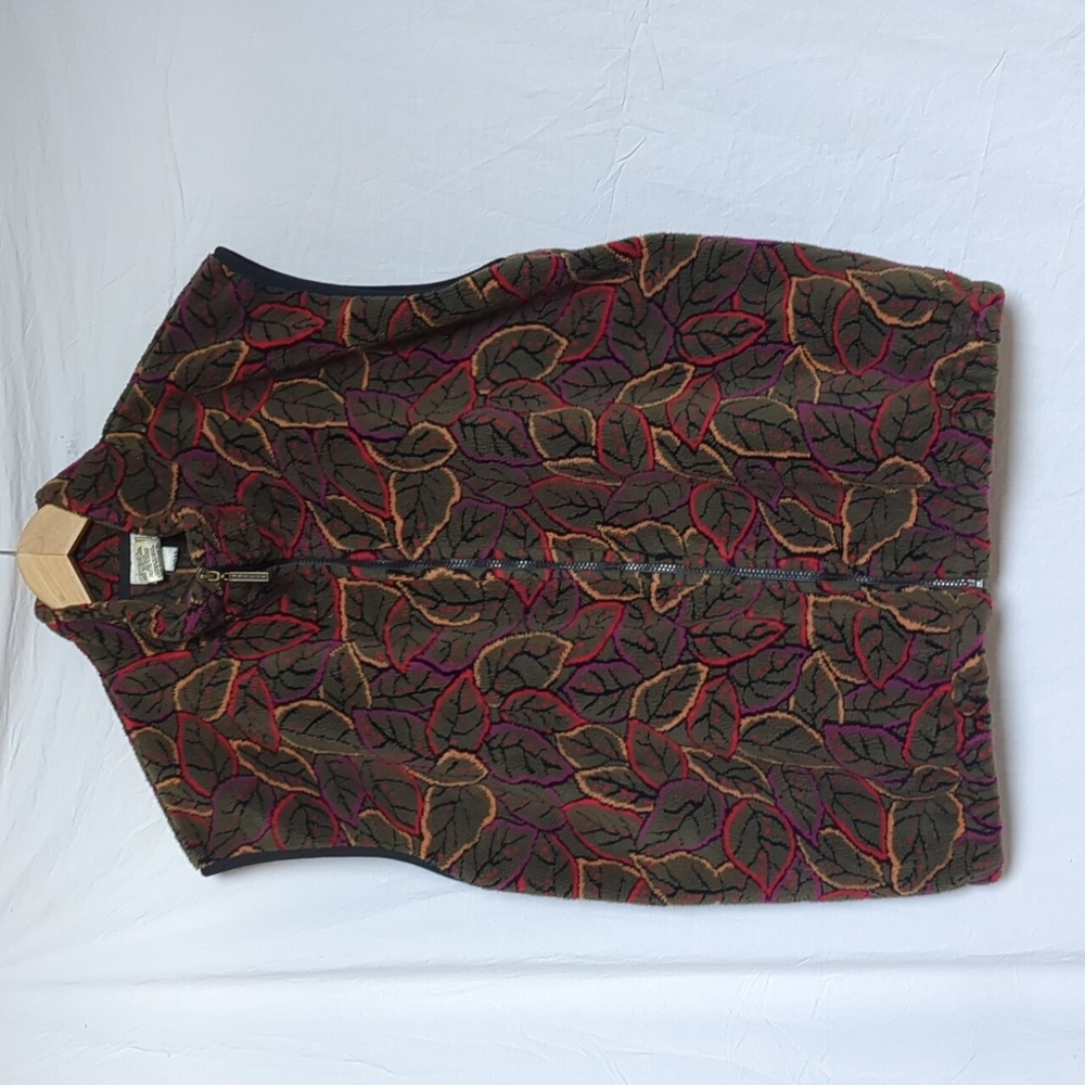 Duffel Outdoor vest fleece autumn foliage leaves fall XL